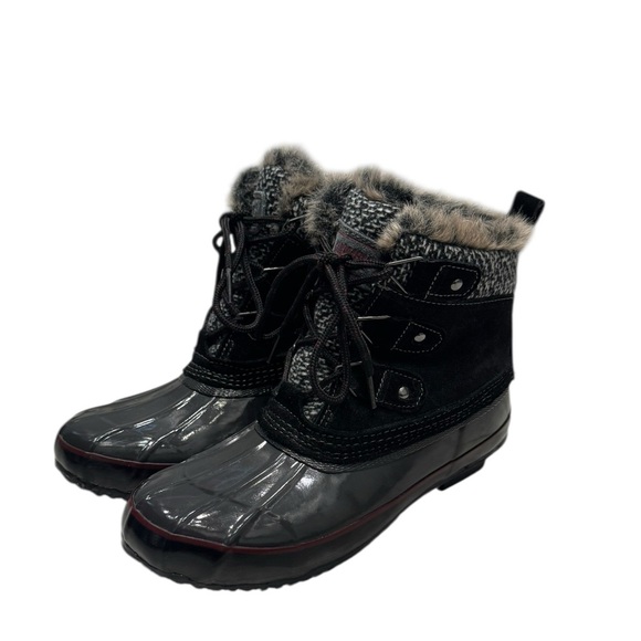 Women’s Khombu Ankle Faux Fur Suede and Rubber Waterproof Duck Boots: 7 - Picture 2 of 12